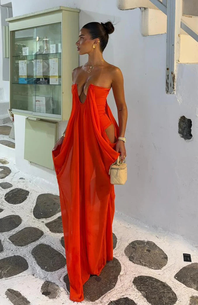 SOL RIO MAXI DRESS FLAME | WHITEFOX BOUTIQUE